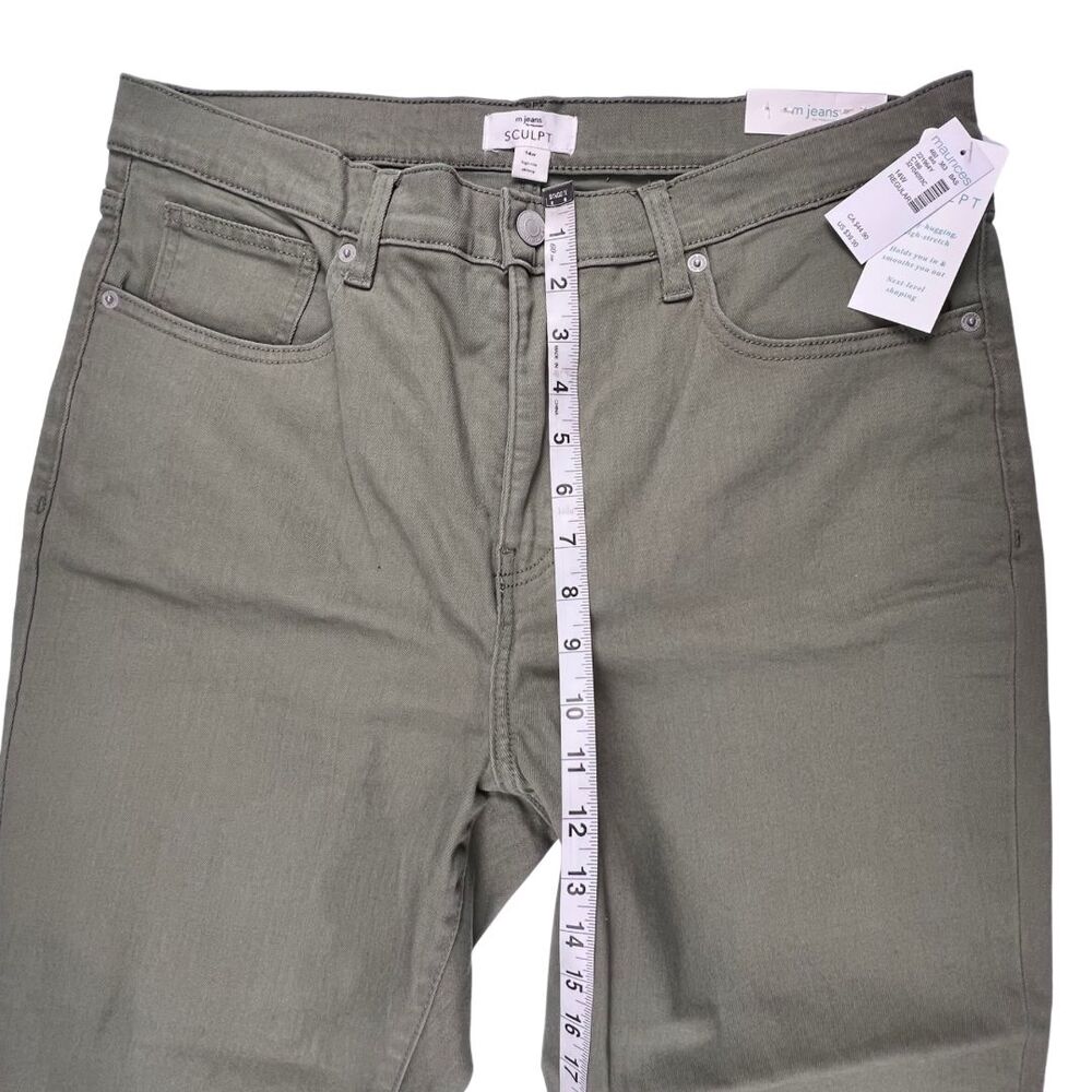 M Jeans Pants 14W Olive Green Neutral Tone Denim Casual Skinny High Rise Jeans - Picture 4 of 14
